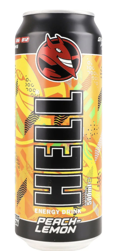 Енергетичний б/а напій Hell Peach-Lemon 0.5 л з/б